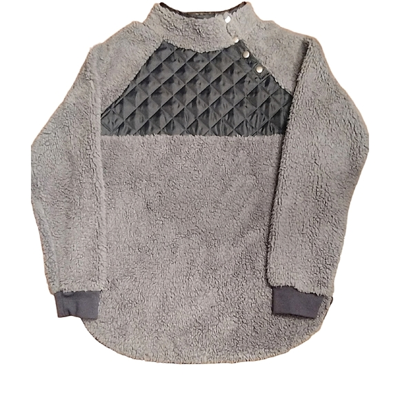Natural Reflections Women's Sherpa Sweater, Size Small, Light Gray/Dark Gray - Picture 1 of 7